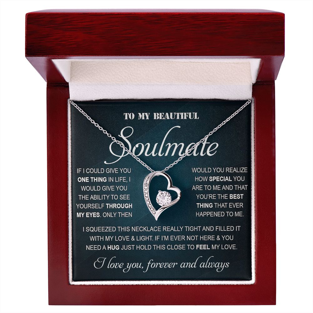 Personalized Valentine Gift For Wife, To My Soulmate Necklace For Women, Soulmate Necklace, To My Wife Necklace From Husband, Necklace Custom Name Message Card and Gift Box Styles on Birthday, Christmas, Wedding, Anniversary Forever Love