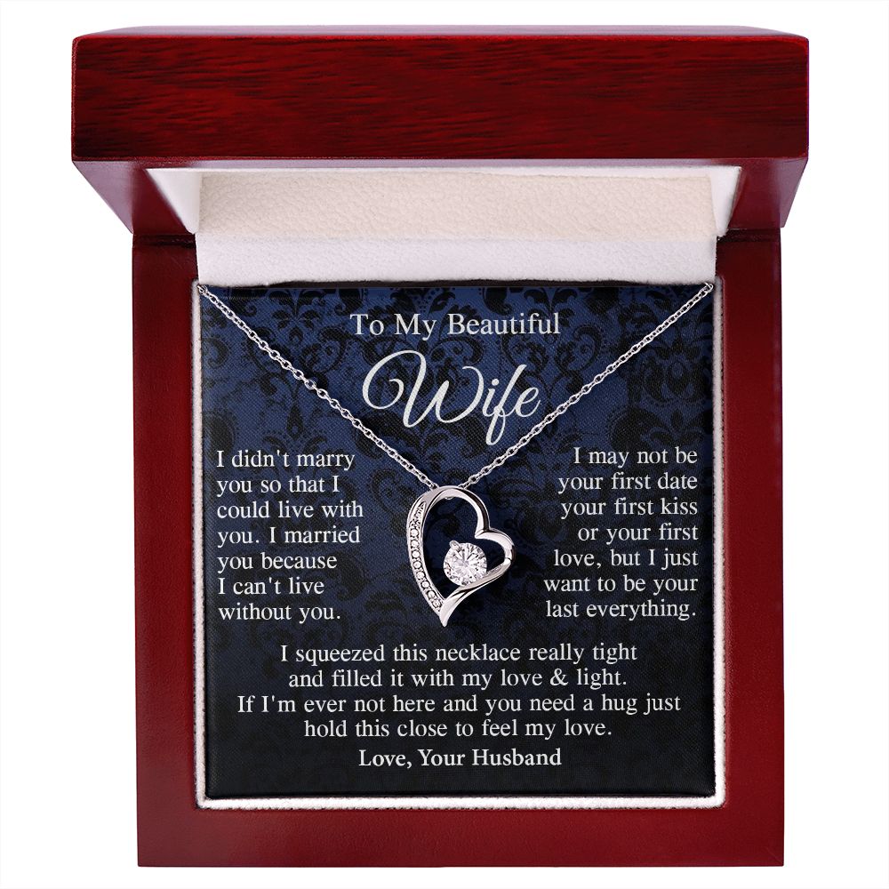 Wife Necklace Gift From Husband, Anniversary Romantic Gifts for Wife from Husband, Wife Valentine Gifts Message Card and Necklace Gifts Box Gift Box Styles on Birthday, Wedding, Anniversary, Valentine Forever Love