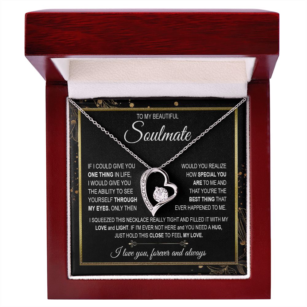 To My Soulmate Necklace for Women, Necklaces For Wife from Husband, Soulmate Necklace to My Future Wife, Necklace For Soulmate with Message Card and Necklace Gift Box Gift Box Styles on Birthday, Christmas, Wedding, Anniversary Forever Love