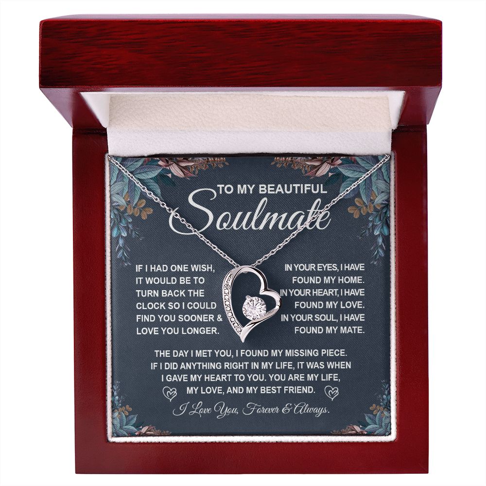 To My Beautiful Soulmate Necklace Gift for Her, Soulmate for Wife Valentine Gifts from Husband, Birthday Jewelry for Women, Soulmate Gifts, Message Card and Necklace Gifts Box Gift Box Styles on Birthday, Wedding, Anniversary, Valentine Forever Love