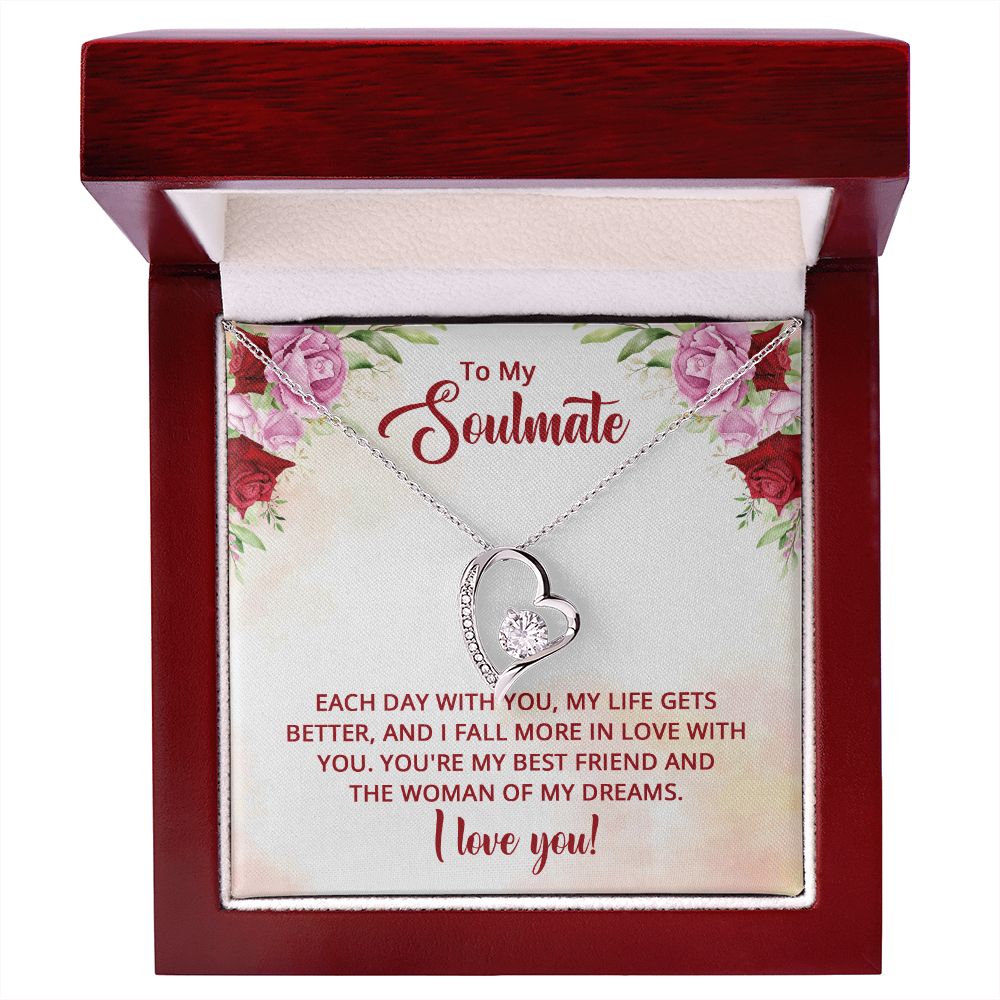 To My Soulmate Necklace I Love You Wife Love Knot Message Card and Box Gift Set for Girlfriend Women from Husband Boyfriend Couples, Meaningful Necklace Message Card and Gift Box Styles on Birthday, Christmas, Anniversary Forever Love