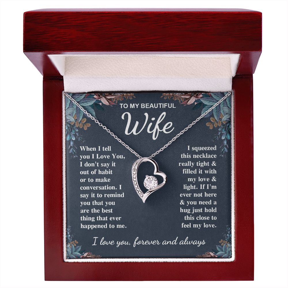 To My Beautiful Wife Necklace Gift for Her, Soulmate for Wife Valentine Gifts from Husband, Birthday for Women, Soulmate Gifts, Message Card and Necklace Gifts Box Gift Box Styles on Birthday, Wedding, Anniversary, Valentine Forever Love