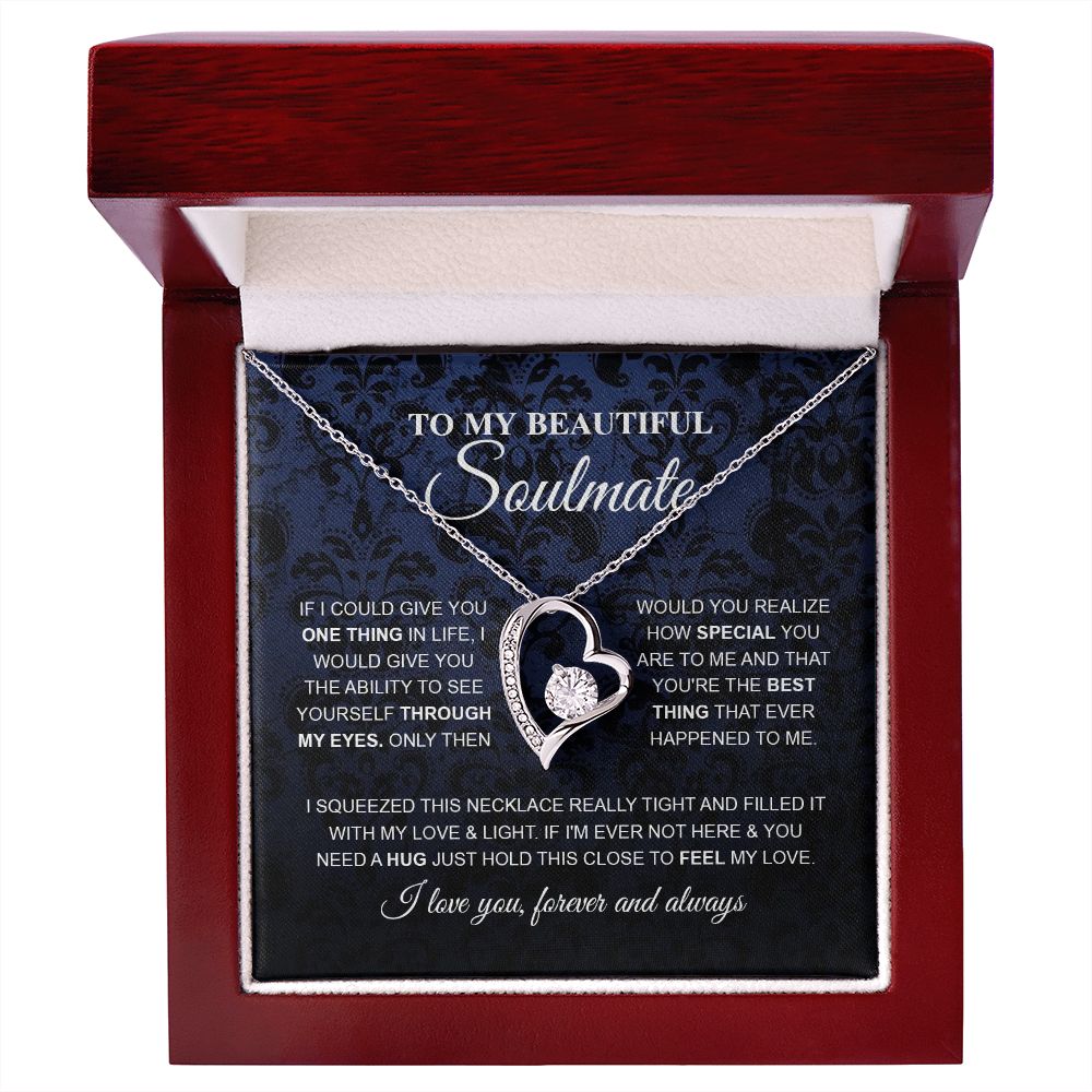 To My Beautiful Soulmate Necklace, Love Necklace for Girlfriend, Soulmate Jewelry, Soulmate Necklace, Future Wife Gift, Necklace for Wife from Husband Necklace Message Card and Gift Box Styles on Birthday, Christmas, Wedding, Anniversary Forever Love
