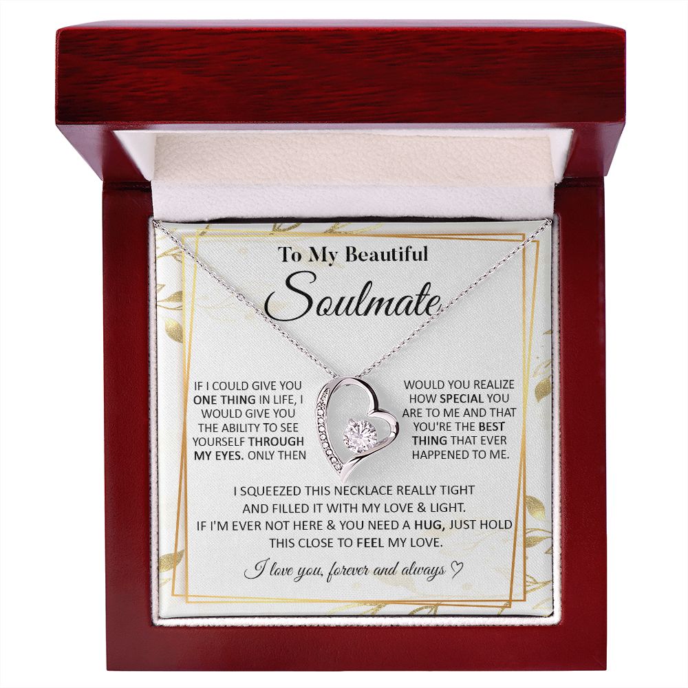 Couples Gifts To My Beautiful Soulmate Necklace From Husband, Wedding Anniversary For Wife From Husband, Wife Wedding From Husband, To My Wife, Necklace Custom Name Message Card and Gift Box Styles on Birthday, Christmas, Wedding, Anniversary Forever Love