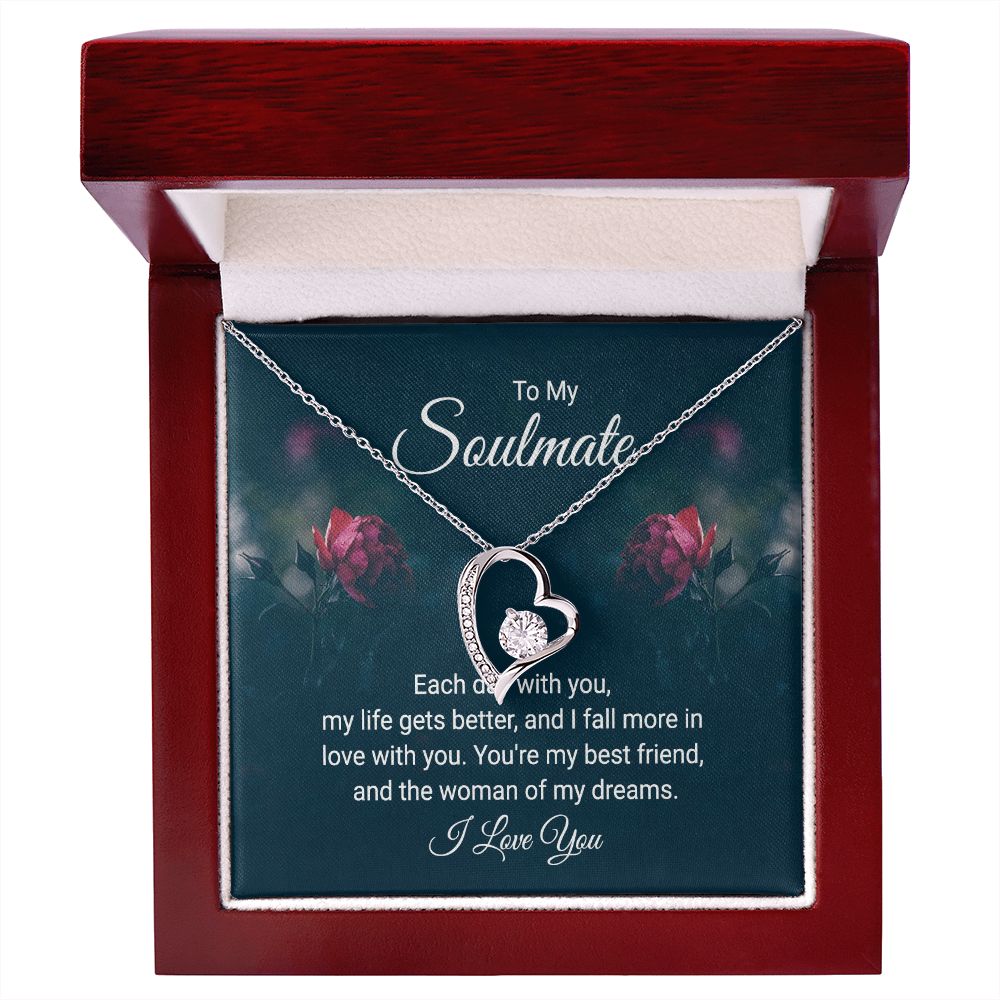 To My Soulmate Necklace for her Jewelry For Her Couples Gifts Necklaces For Soul Mate Christmas Jewelry, Dear Wife, Forever & Always, Love Knot Meaningful Necklace Message Card and Gift Box Styles on Birthday, Christmas, Anniversary Forever Love