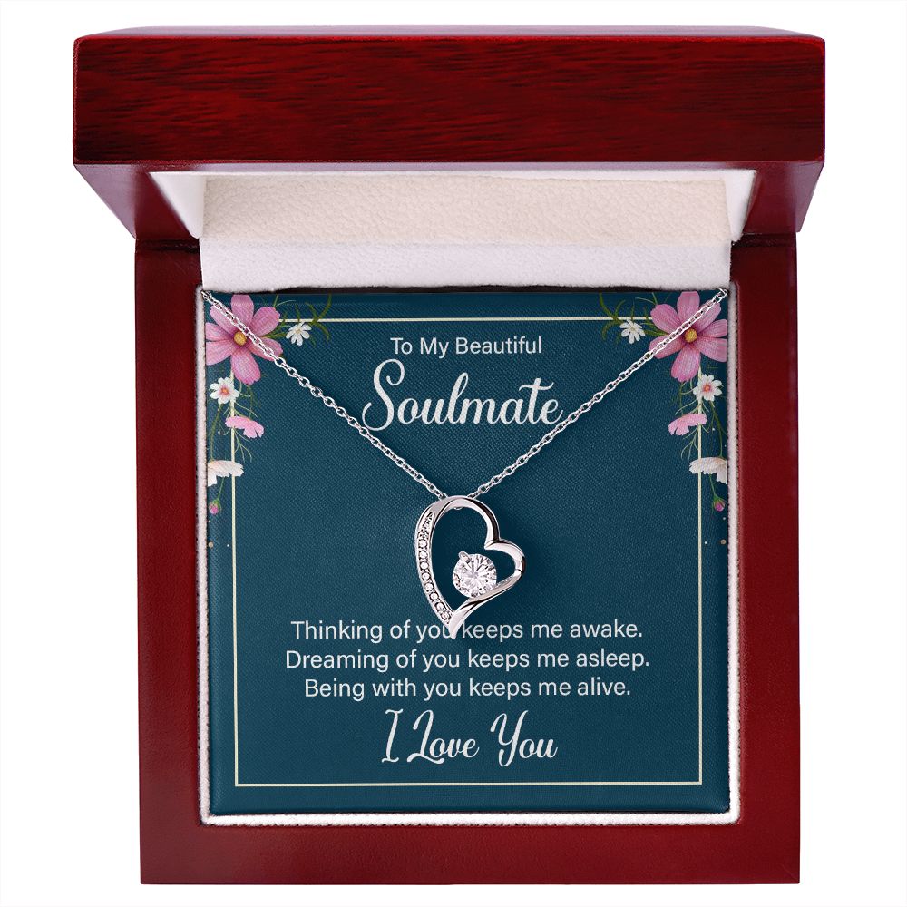 To My Beautiful Soulmate Necklace for her Jewelry For Her Couples Gifts Necklaces For Soul Mate Christmas Jewelry, Love Knot Meaningful Necklace Message Card and Gift Box Styles on Birthday, Christmas, Anniversary Forever Love