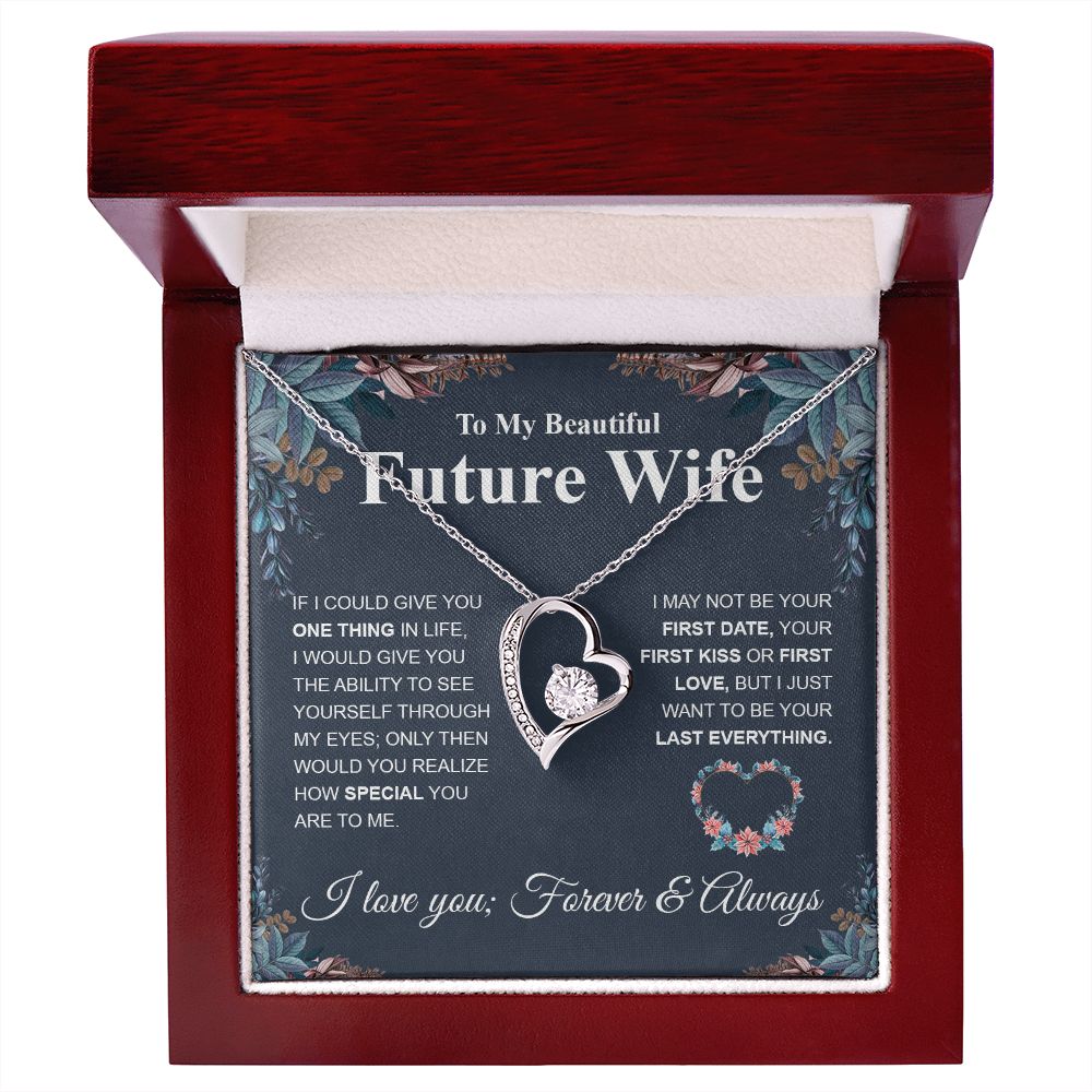 To My Future Wife Necklace My Last Everything, Promise Necklace For Her, Fiance Gift For Her, Wedding Gifts For Future Wife With Message Card Box LED, Soulmate Necklace For Women, To My Wife Necklace Forever Love