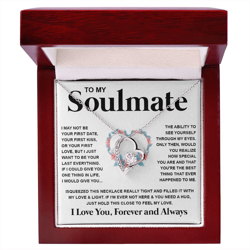 Couples Gifts Necklace To My Soulmate Necklace Valentine Christmas Jewelry Romantic Gifts For My Wife Pendant Jewelry with Message Card and Box Necklaces for Women Valentines Day Happy Anniversary Wedding Present Forever Love