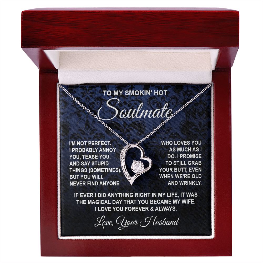 Soulmate Necklace Gifts from Husband, Wedding Gifts for Wife from Husband, Wife Valentine Gifts from Husband, To My Wife Necklace Message Card and Necklace Gifts Box Gift Box Styles on Birthday, Wedding, Anniversary, Valentine Forever Love