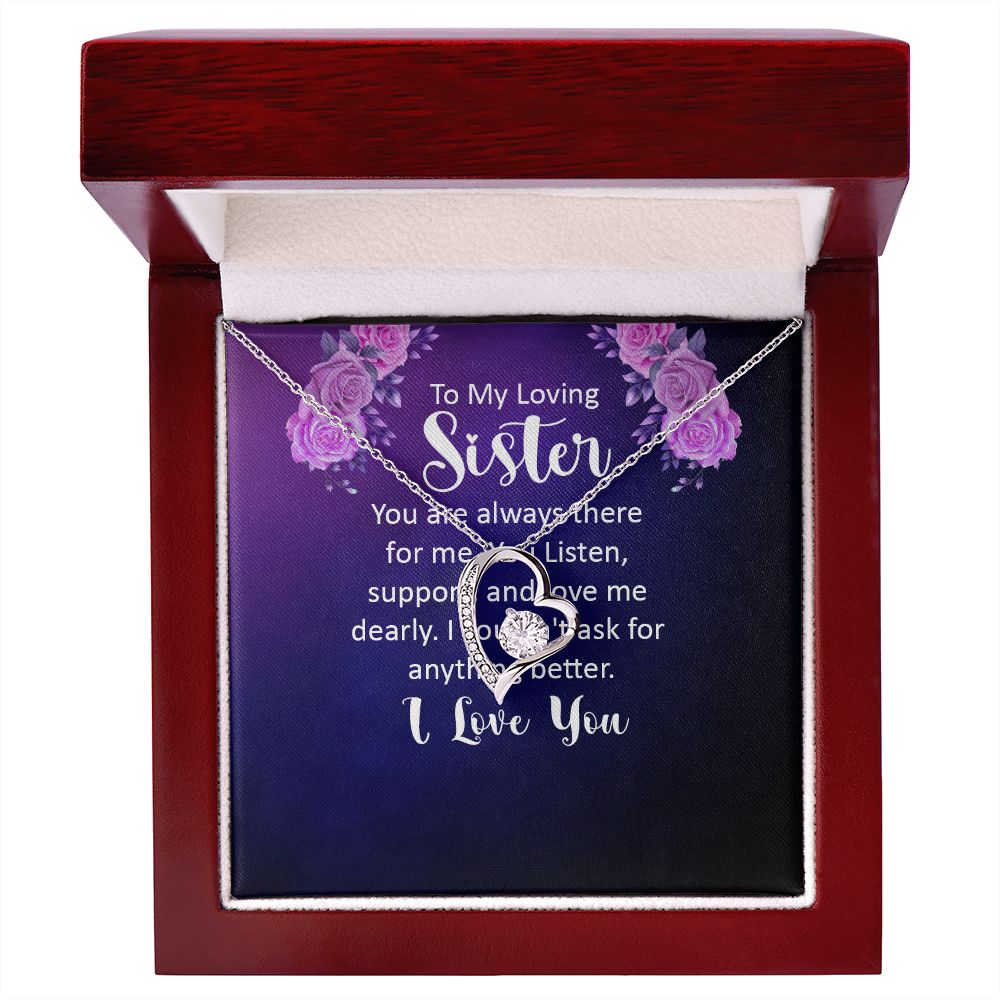 Couples Gifts, Loving Sister Necklace Gifts From Husband, Wedding Anniversary Jewelry For Wife From Husband, Wife Birthday From Husband, To My Unbiological Sister Message Card and Gift Box styles On Birthday, Christmas, Anniversary Forever Love