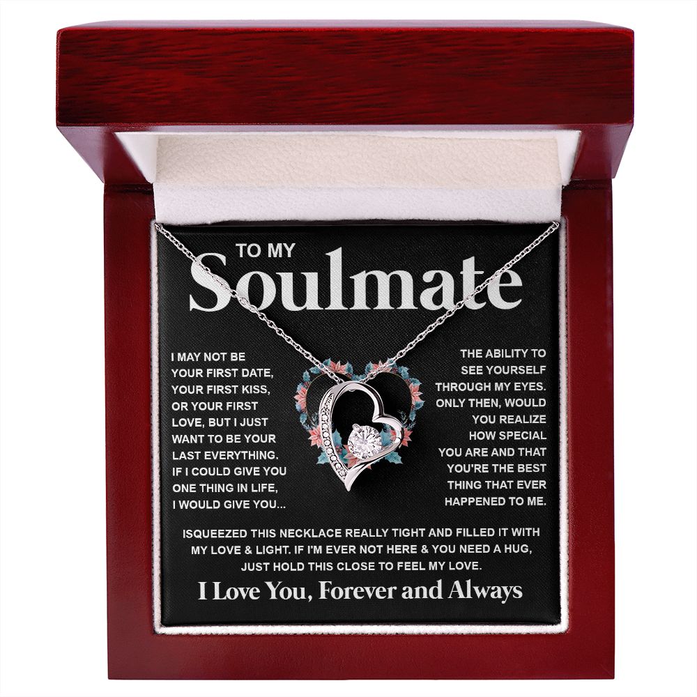Couples Gifts Necklace To My Soulmate Necklace Birthday Christmas Jewelry Romantic Gifts For My Wife Pendant Jewelry with Message Card and Box Necklaces for Women Valentines Day Happy Anniversary Wedding Present Forever Love