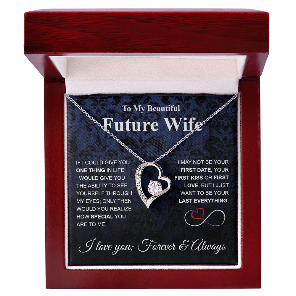 Future Wife Necklace My Last Everything, Promise Necklace For Her, Fiance Gifts For Her, Wedding Gifts For Future Wife With Message Card Box LED, Soulmate Necklace For Women, To My Wife Necklace Forever Love