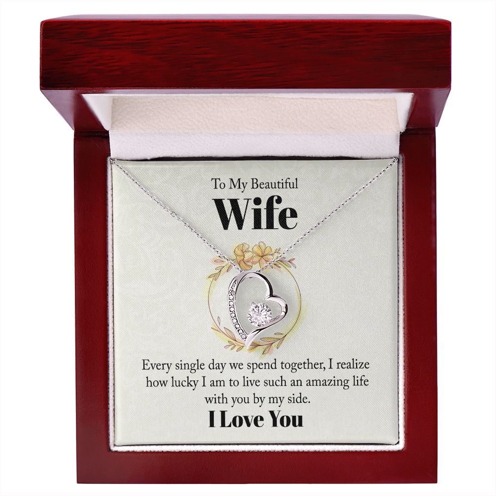 Wife Necklace Gifts From Husband, Wedding Anniversary Jewelry For Wife From Husband, Wife Birthday From Husband, Necklaces For Wife From Husband To My Wife Necklace, Necklace Message Card and Gift Box Styles on Birthday, Christmas, Anniversary Forever Lo