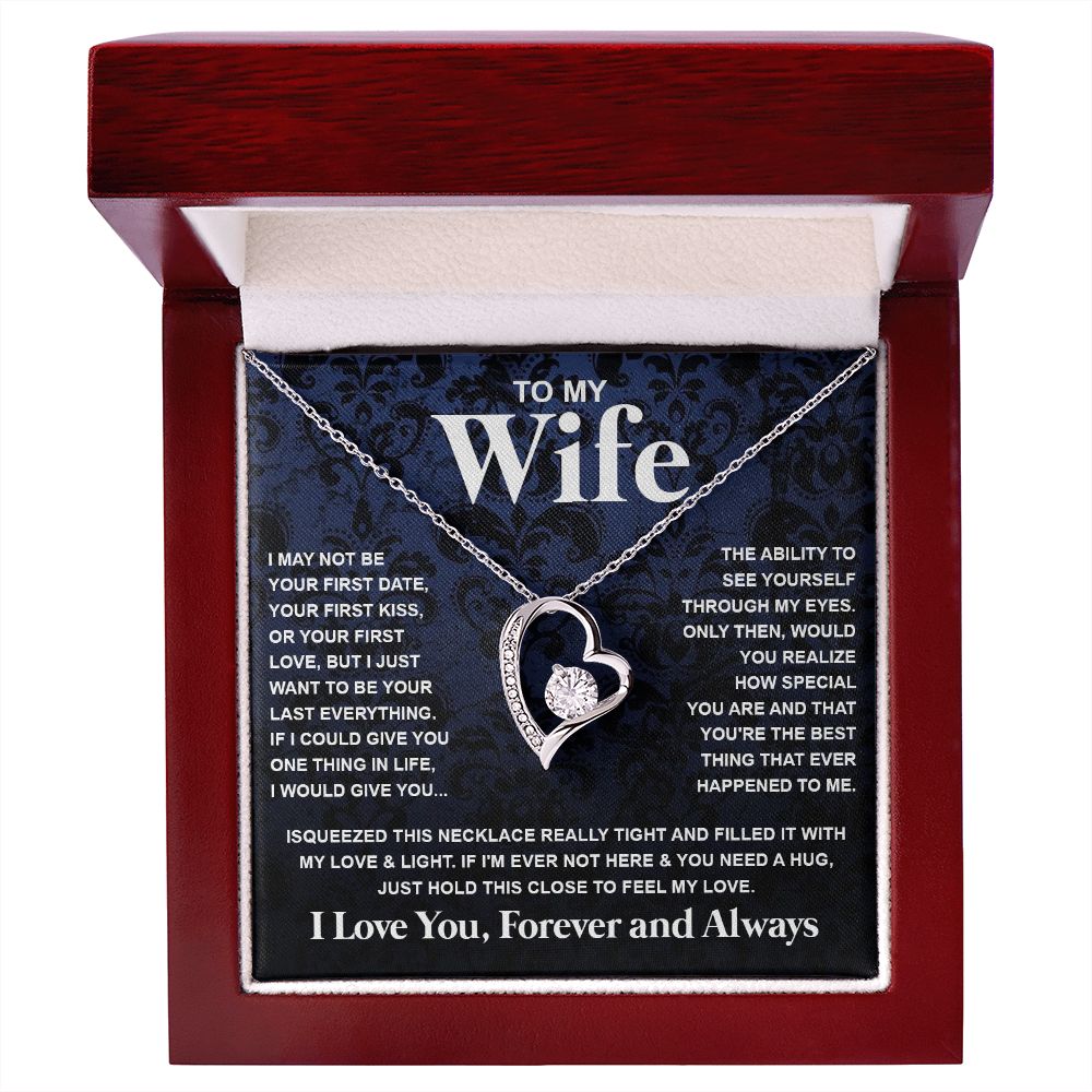 Couples Gifts Necklace To My Wife Necklace Anniversary Christmas Jewelry Romantic Gifts For My Wife Pendant Jewelry with Message Card and Box Necklaces for Women Valentines Day Happy Anniversary Wedding Present Forever Love