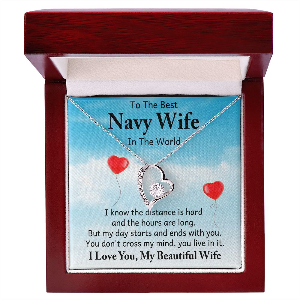 Couples Gifts, To My Navy Wife Necklace Gifts From Husband, Wedding Anniversary Jewelry For Wife From Husband, Wife Birthday From Husband, To My Soulmate Message Card and Gift Box styles On Birthday, Christmas, Anniversary Forever Love