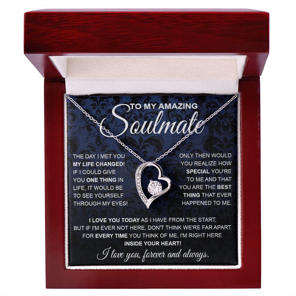 to My Soulmate Necklace, Soulmate Jewelry for Women, Wife Gifts from Husband, Anniversary Necklace for Wife Soulmate Gifts Future Wife Necklace Message Card and Gift Box Styles on Birthday, Wedding, Anniversary, Valentine Forever Love