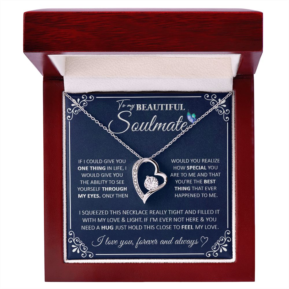 Couples Gifts, To My Beautiful Soulmate Necklace Gifts From Husband, Wedding Anniversary For Wife From Husband, To My Beautiful Wife Necklace, Necklace Custom Name Message Card and Gift Box Styles on Birthday, Christmas, Wedding, Anniversary Forever Love