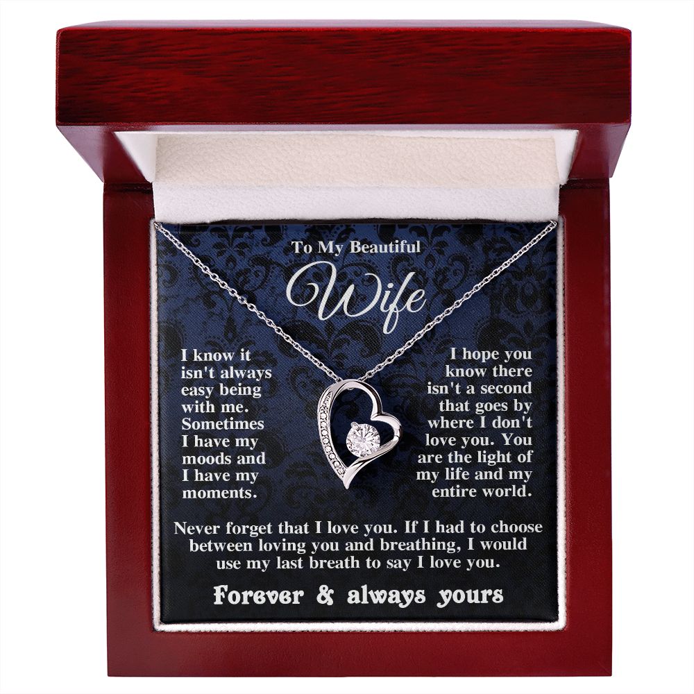 Gifts for Wife Necklace from Husband, Gifts for Wife from Husband, Wedding Gifts for Her Gifts Soulmate Message Card and Necklace Gift Box Gift Box Styles on Birthday, Wedding, Anniversary, Valentine Forever Love