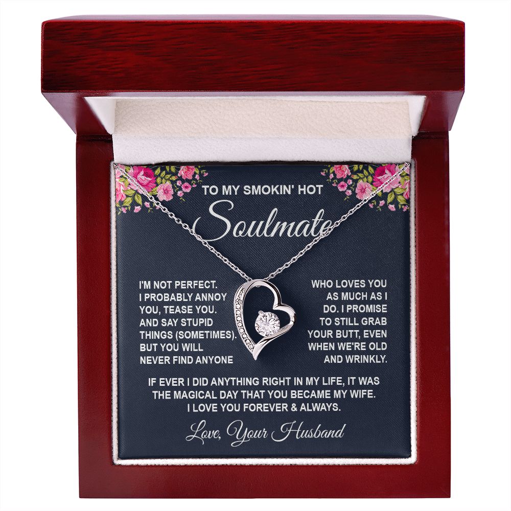 Soulmate Necklace Gifts from Husband, Wedding Anniversary Gifts for Wife from Husband, Wife Birthday Gifts from Husband, To My Wife Necklace Message Card and Necklace Gifts Box Gift Box Styles on Birthday, Wedding, Anniversary, Valentine Forever Love