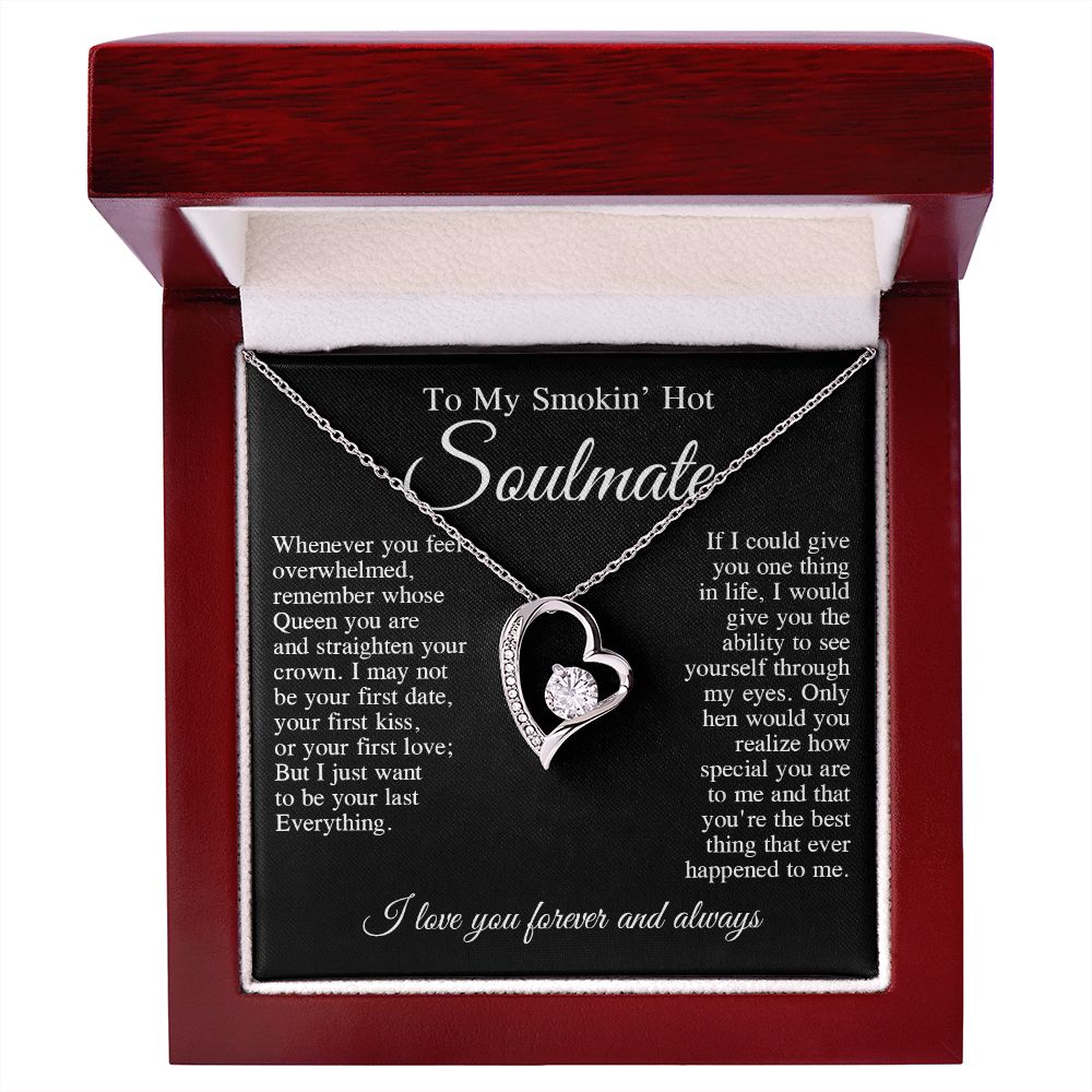To My Smokin Hot Soulmate Necklace, Valentine Anniversary Jewelry for Women, Anniversary Gifts For Wife From Husband To My Wife Necklace Message Card and Necklace Gift Box Gift Box Styles on Birthday, Wedding, Anniversary, Valentine Forever Love