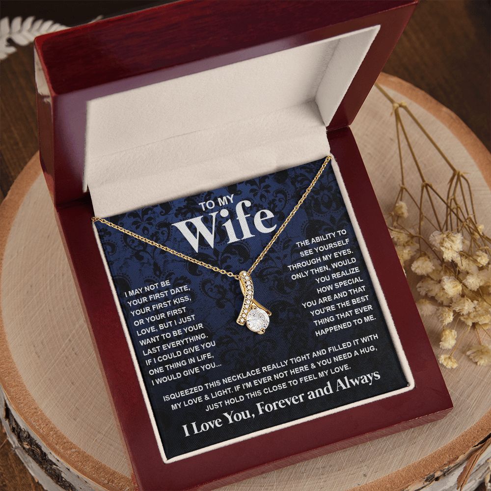 Couples Gifts Necklace To My Wife Necklace Anniversary Christmas Jewelry Romantic Gifts For My Wife Pendant Jewelry with Message Card and Box Necklaces for Women Valentines Day Happy Anniversary Wedding Present Allruing Necklace