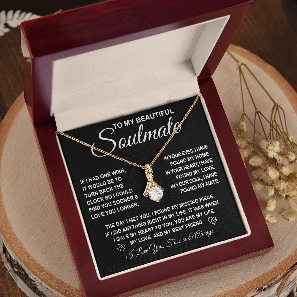 To My Beautiful Soulmate Necklace Gift for Her, Soulmate for Wife Birthday Gifts from Husband, Valentine Jewelry for Women, Soulmate Gifts, Message Card and Necklace Gifts Box Gift Box Styles on Birthday, Wedding, Anniversary, Valentine Allruing Necklace