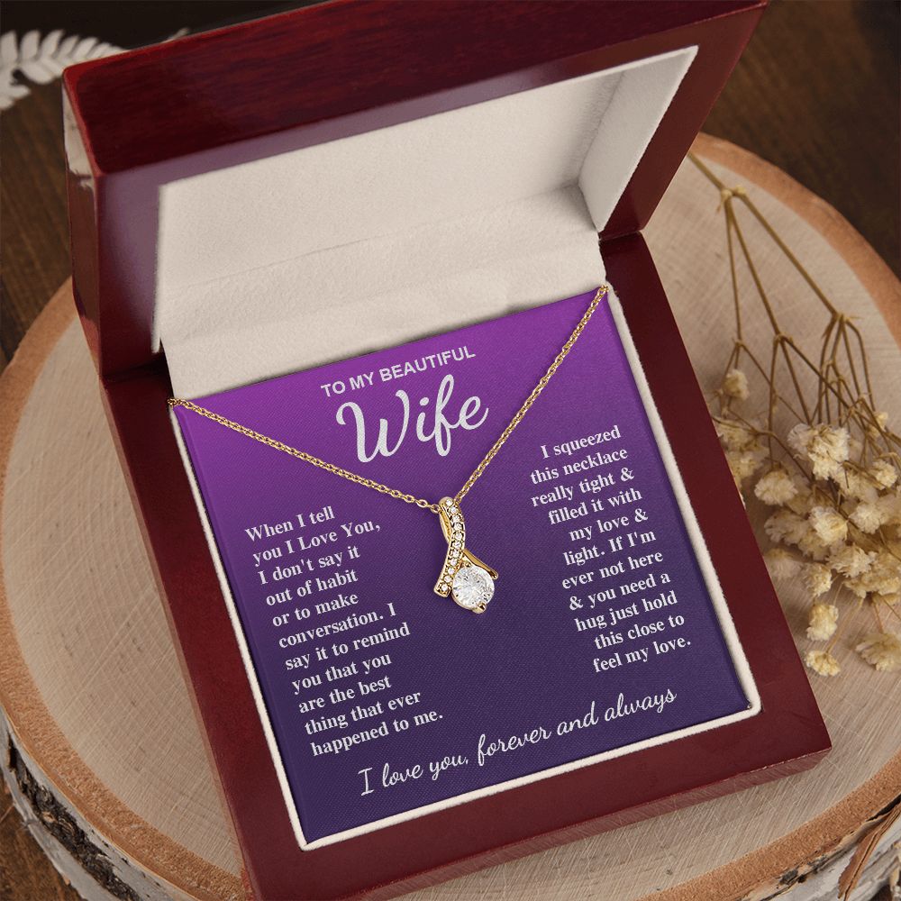To My Beautiful Wife Necklace Gifts for Her, Soulmate for Wife Birthday Gifts from Husband, Valentine for Women, Soulmate Gifts, Message Card and Necklace Gifts Box Gift Box Styles on Birthday, Wedding, Anniversary, Valentine Allruing Necklace