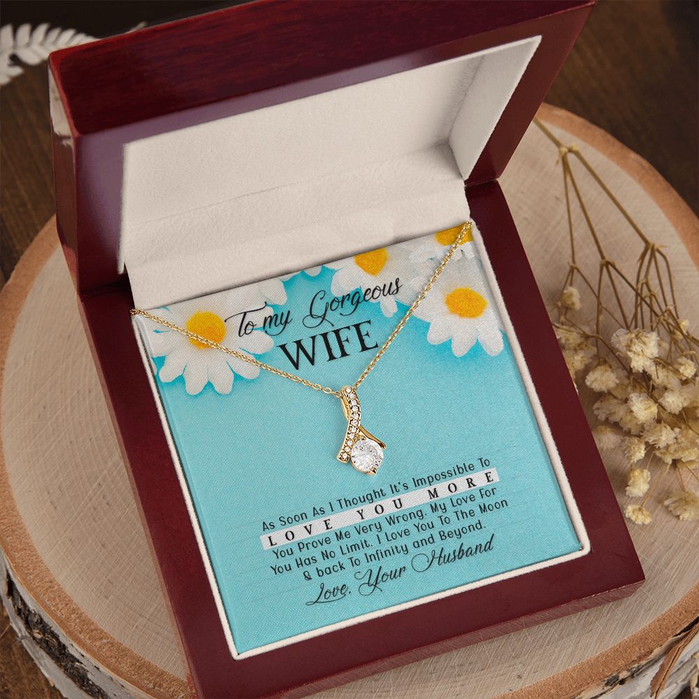 To My Gorgeous Wife Every Passing Second Gift Wife From Husband, Jewelry For Women, Jewelry For Wife, Love Knot Meaningful Necklace Message Card and Gift Box Styles on Birthday, Christmas, Anniversary Allruing Necklace