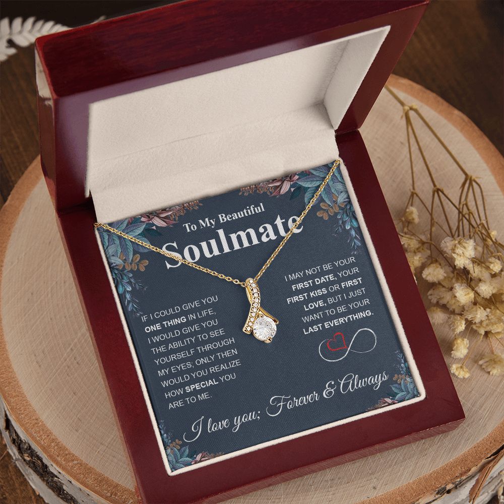 To My Beautiful Soulmate Necklace My Last Everything, Promise Necklace For Her, Fiance Gift For Her, Wedding Gifts For Future Wife With Message Card Box LED, Soulmate Necklace For Women, To My Wife Necklace Allruing Necklace