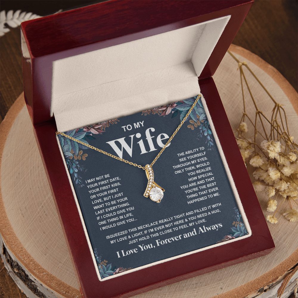 Couples Gifts Necklace To My Wife Necklace Anniversary Valentine Jewelry Romantic Gifts For My Wife Pendant Jewelry with Message Card and Box Necklaces for Women Valentines Day Happy Anniversary Wedding Present Allruing Necklace