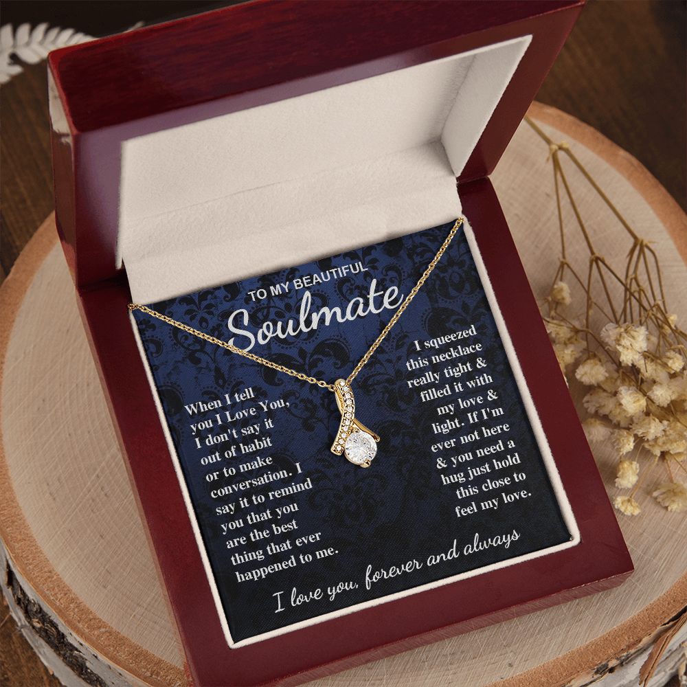 To My Beautiful Soulmate Necklace Gift for Her, Soulmate for Wife Birthday Gifts from Husband, Wedding for Women, Soulmate Gifts, Message Card and Necklace Gifts Box Gift Box Styles on Birthday, Wedding, Anniversary, Valentine Allruing Necklace