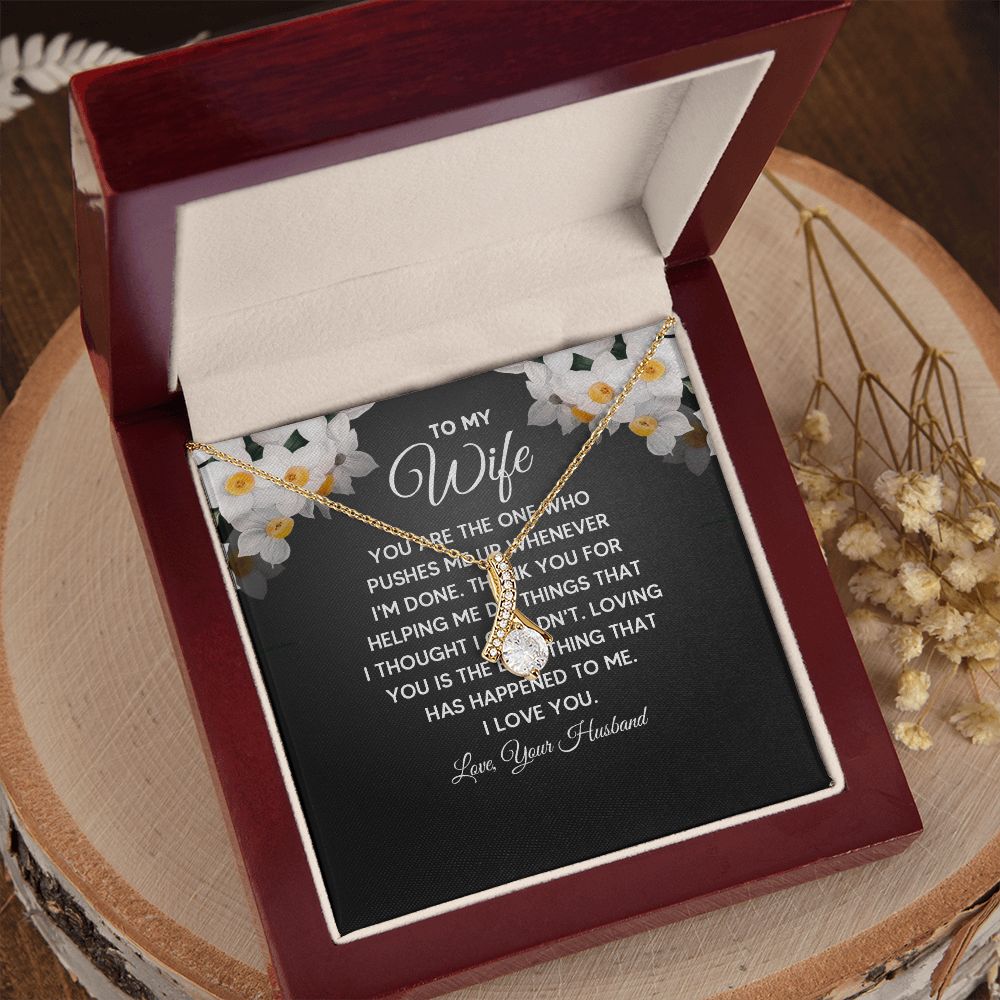 Wife Necklace Gifts From Husband, Wedding Anniversary Jewelry For Wife From Husband, Wife Birthday From Husband Message Card and Gift Box styles On Birthday, Christmas, Anniversary Allruing Necklace