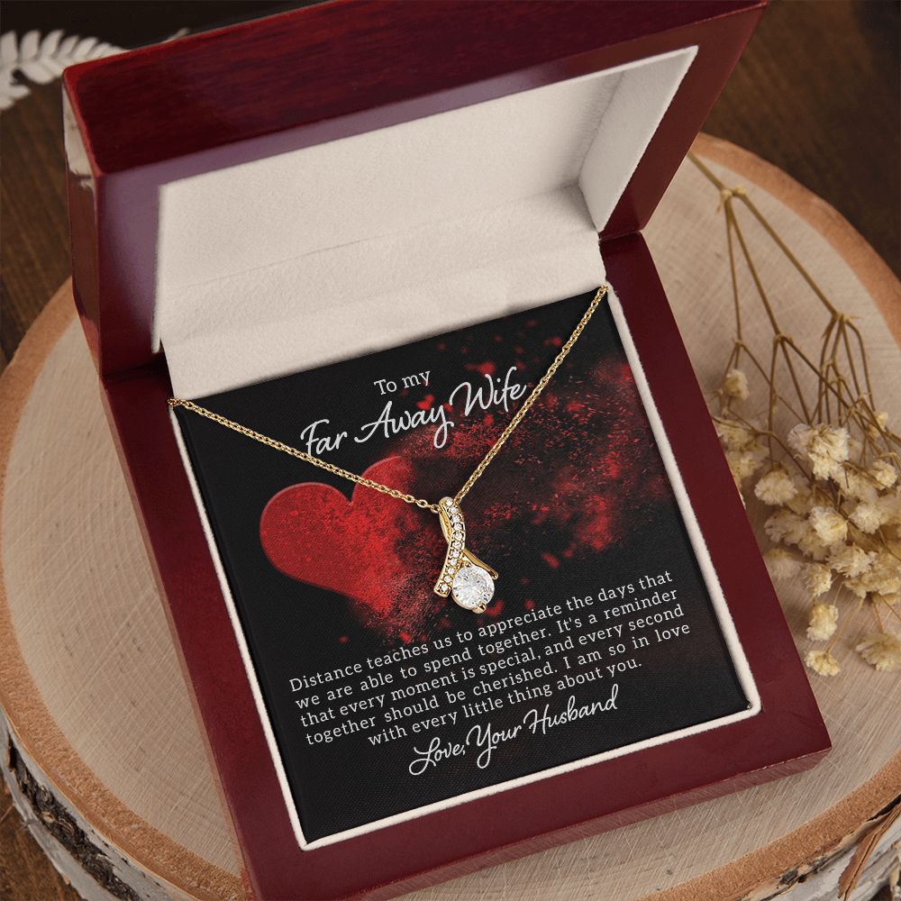 Couples Gifts, Far Away Wife Necklace Gifts From Husband, Wedding Anniversary Jewelry For Wife From Husband, Wife Birthday From Husband, To My Soulmate Message Card and Gift Box styles On Birthday, Christmas, Anniversary Allruing Necklace