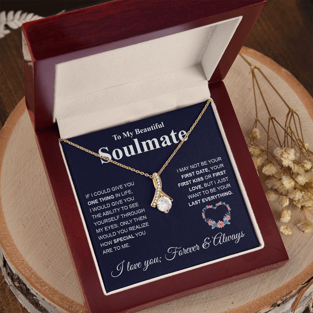 My Beautiful Soulmate Necklace My Last Everything, Promise Necklace For Her, Fiance Gifts For Her, Valentine Gifts For Future Wife With Message Card Box LED, Soulmate Necklace For Women, To My Wife Necklace copy Allruing Necklace