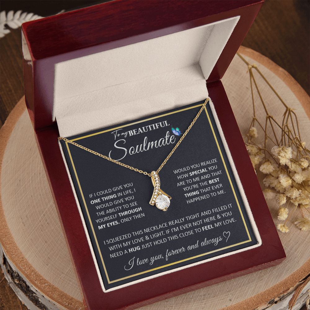 Couples Gifts, To My Beautiful Soulmate Necklace Gifts From Husband, Wedding Anniversary For Wife From Husband, To My Wife Necklace, Necklace Custom Name Message Card and Gift Box Styles on Birthday, Christmas, Wedding, Anniversary Allruing Necklace