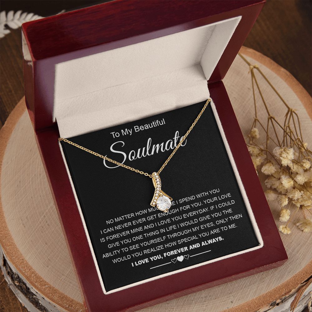 To My Beautiful Soulmate Necklace Birthday Gifts for Wife Gifts from Husband, Wife Valentine Gifts, Gifts for Wife, Message Card and Necklace Gift Box Gift Box Styles on Birthday, Wedding, Anniversary, Valentine Allruing Necklace