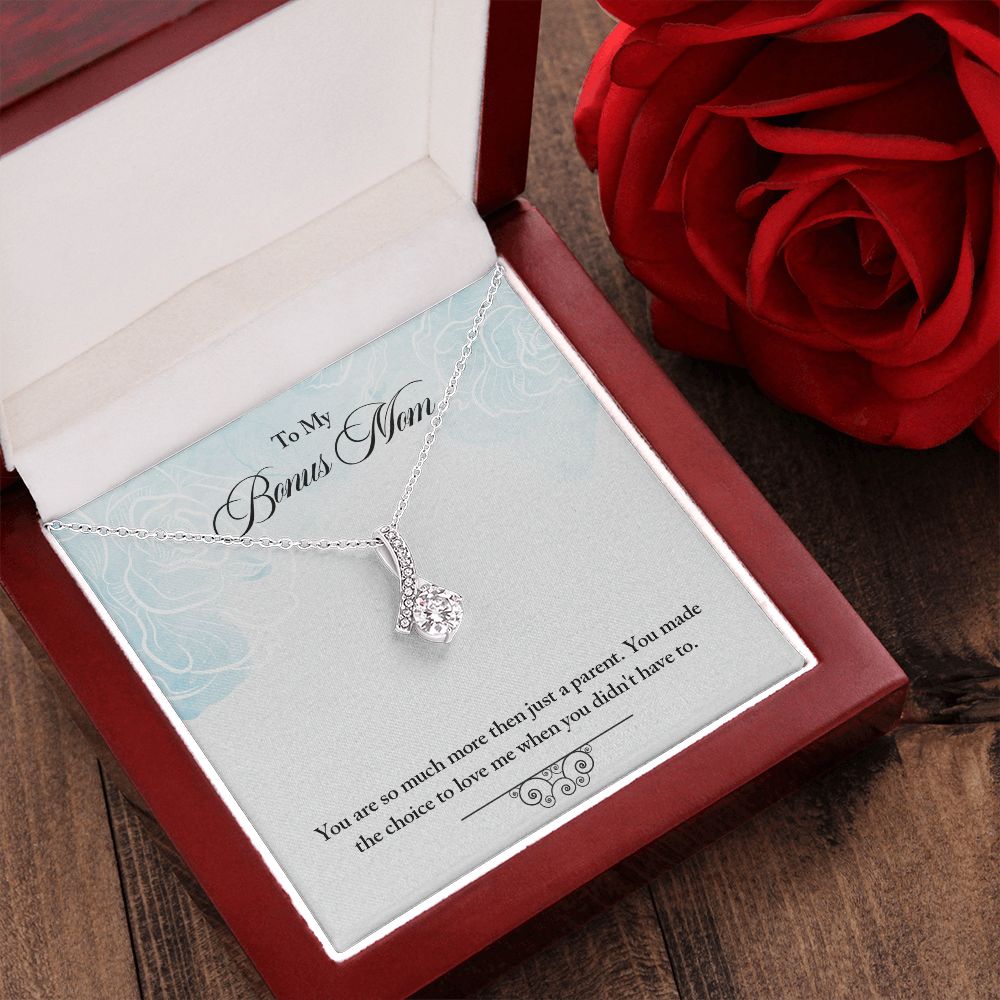 My Bonus Mom Necklace, Dear Mom, Mother's Day Necklace, Gift for Mom from Daughter, Son, Amazing Mom, Perfect Mother Mother's Day Gift, Love Knot Necklace Message Card and Gift Box Styles on Birthday, Christmas, Anniversary Allruing Necklace