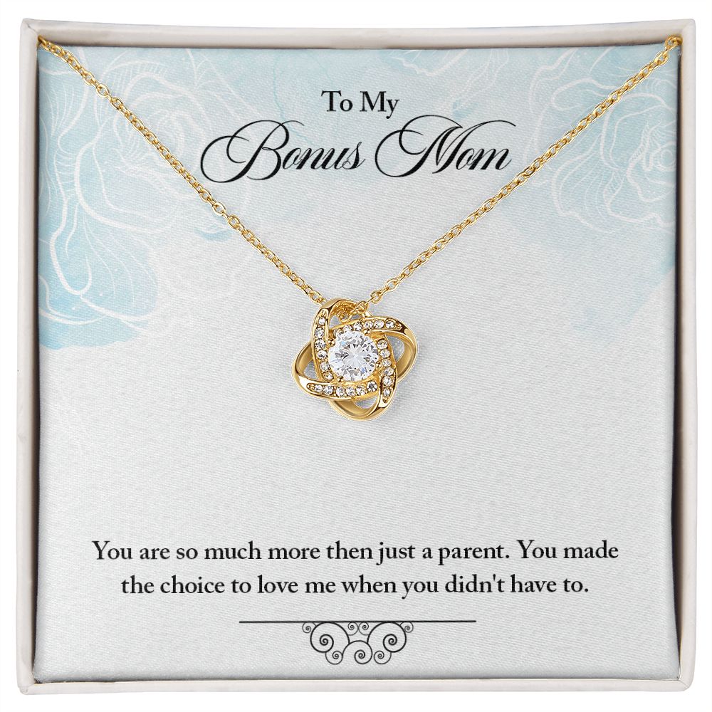 My Bonus Mom Necklace, Dear Mom, Mother's Day Necklace, Gift for Mom from Daughter, Son, Amazing Mom, Perfect Mother Mother's Day Gift, Love Knot Necklace Message Card and Gift Box Styles on Birthday, Christmas, Anniversary Love knot Thang
