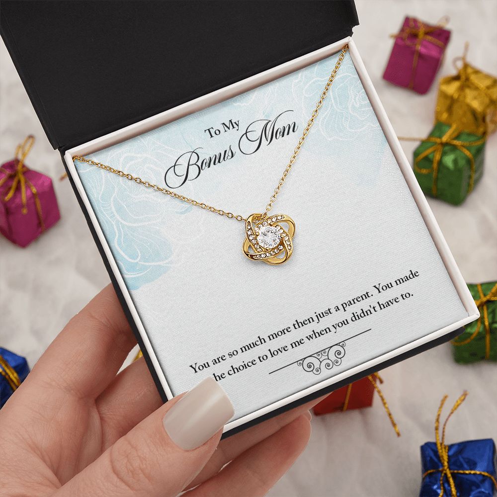 My Bonus Mom Necklace, Dear Mom, Mother's Day Necklace, Gift for Mom from Daughter, Son, Amazing Mom, Perfect Mother Mother's Day Gift, Love Knot Necklace Message Card and Gift Box Styles on Birthday, Christmas, Anniversary Love knot Thang