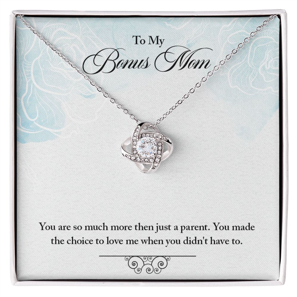 My Bonus Mom Necklace, Dear Mom, Mother's Day Necklace, Gift for Mom from Daughter, Son, Amazing Mom, Perfect Mother Mother's Day Gift, Love Knot Necklace Message Card and Gift Box Styles on Birthday, Christmas, Anniversary Love knot Thang