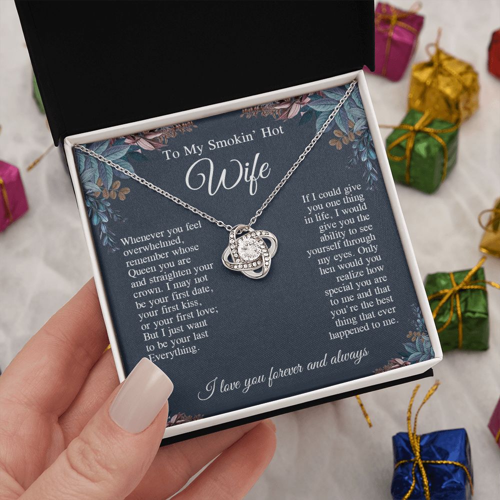 To My Beautiful Soulmate Necklace, Valentine Anniversary Jewelry Gifts for Women, Anniversary Gifts For Wife From Husband To My Wife Necklace Message Card and Necklace Gift Box Gift Box Styles on Birthday, Wedding, Anniversary, Valentine Love knot Thang