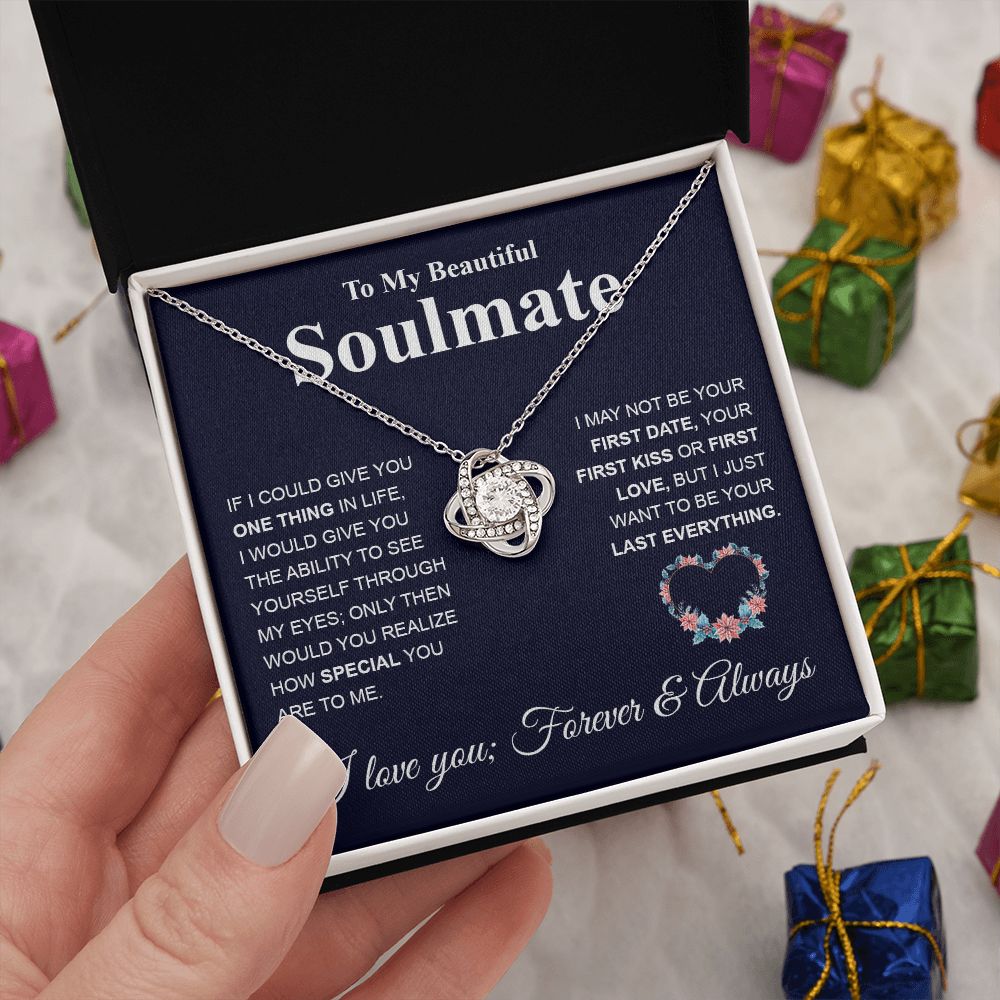 To My Future Wife Necklace My Last Everything, Promise Necklace For Her, Fiance Gifts For Her, Birthday Gifts For Future Wife With Message Card Box LED, Soulmate Necklace For Women, To My Wife Necklace Love knot Thang