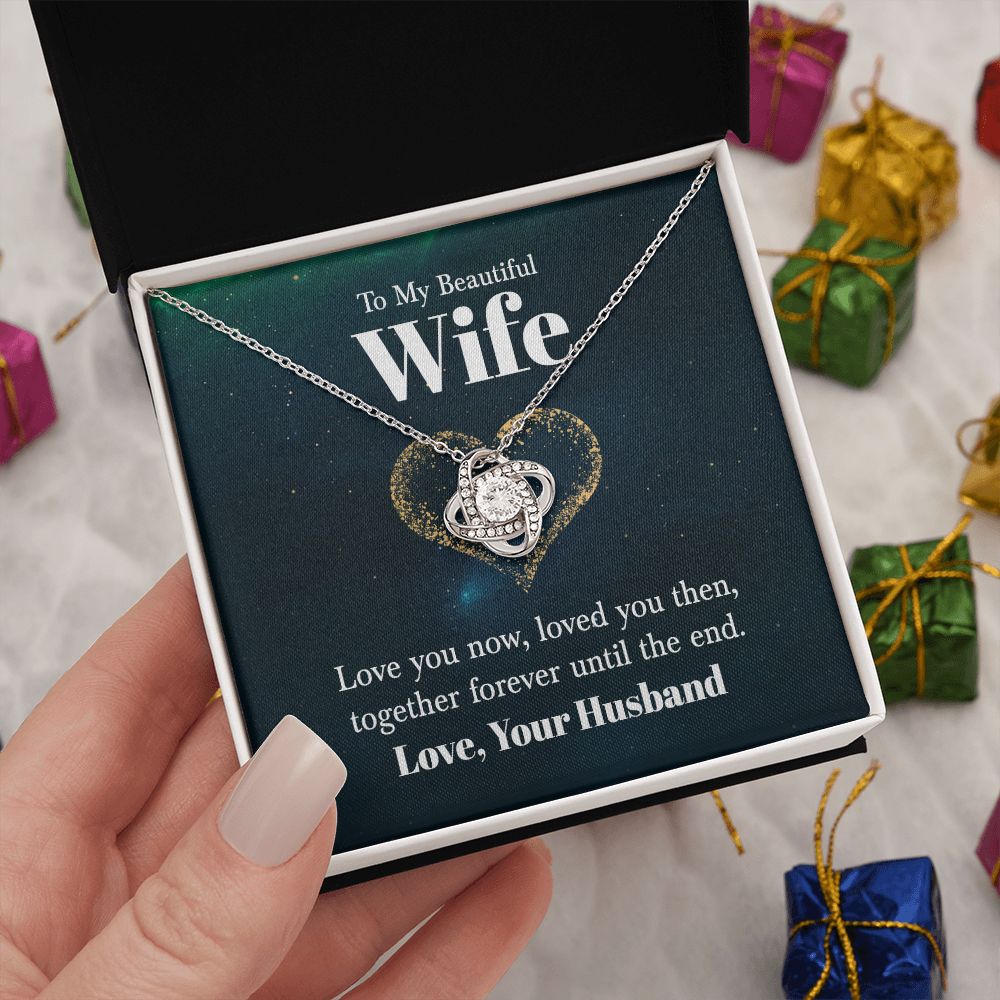 Wife Necklace Gifts From Husband, Wedding Anniversary For Wife From Husband, Wife Birthday From Husband, Necklaces For Wife From Husband, Love Knot Meaningful Necklace Message Card and Gift Box Styles on Birthday, Christmas, Anniversary Love knot Thang