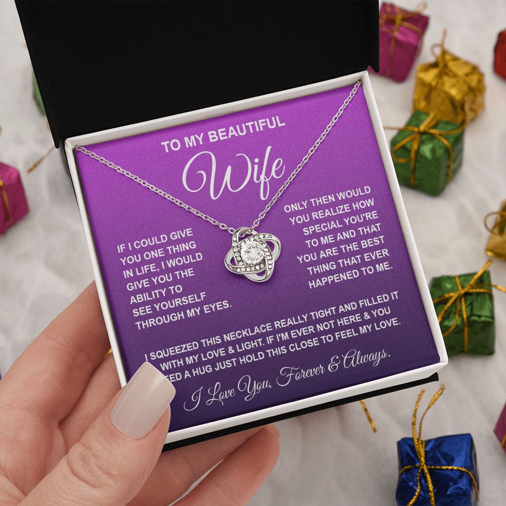Soulmate Necklace Gifts From Husband, For Wife From Husband, Soulmate Gifts From Husband, Necklaces For Wife From Husband To My Wife Necklace Message Card and Necklace Gift Box Gift Box Styles on Birthday, Wedding, Anniversary, Valentine Love knot Thang