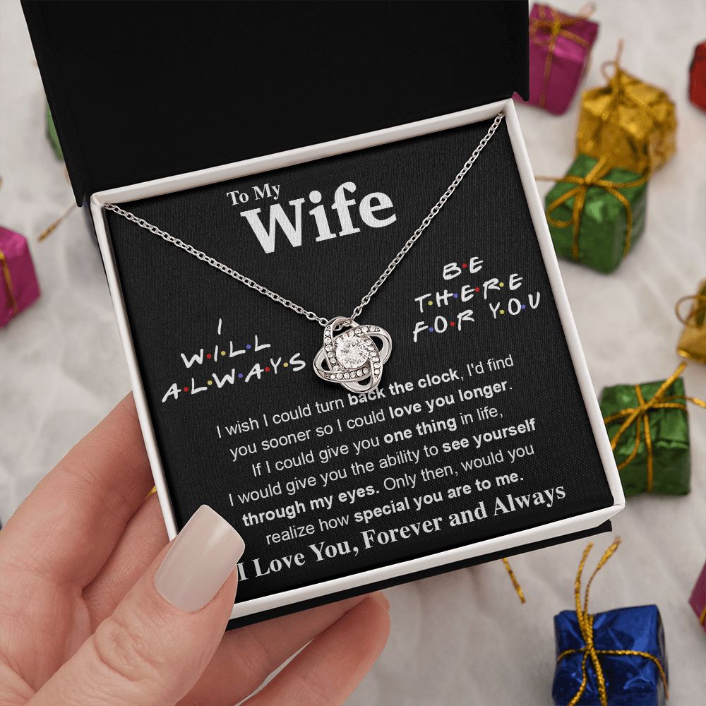 To My Wife Necklace To My Future Wife Necklace Gifts, Promise Necklace For Her, Fiance Gifts For Her, Valentine Gifts For Soulmate From Husband With Message Card Box LED, Soulmate Necklace For Women, To My Wife Necklace Love knot Thang