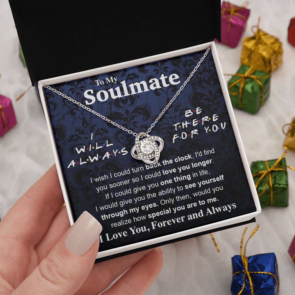 To My Soulmate Necklace To My Future Wife Necklace Gifts, Promise Necklace For Her, Fiance Gifts For Her, Valentine Necklace Gifts For Soulmate From Husband With Message Card Box LED, Soulmate Necklace For Women, To My Wife Necklace Love knot Thang