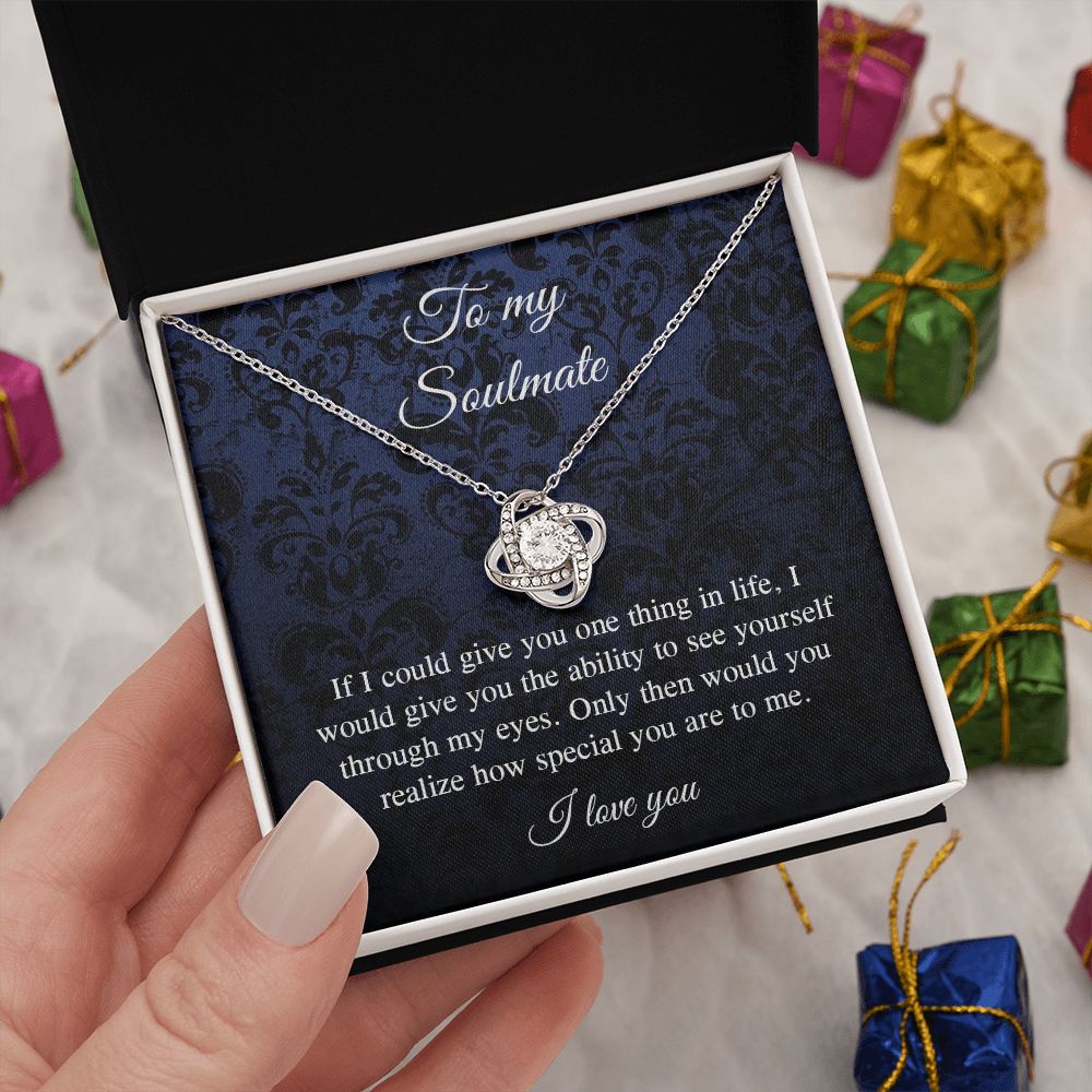 Couples Gifts Necklace To My Soulmate Necklace, Necklace Gifts For Wife From Husband Jewelry Romantic Gifts For My Wife Necklace Custom Name Message Card and Gift Box Styles on Birthday, Christmas, Wedding, Anniversary, Valentine Love knot Thang