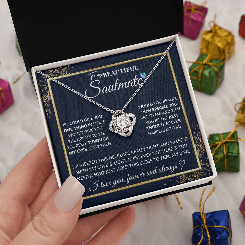 Couples Gifts, To My Dear Wife Necklace Gifts From Husband, Wedding For Wife From Husband, Wife Birthday From Husband, To My Beautiful Wife, Necklace Custom Name Message Card and Gift Box Styles on Birthday, Christmas, Wedding, Anniversary Love knot Thang