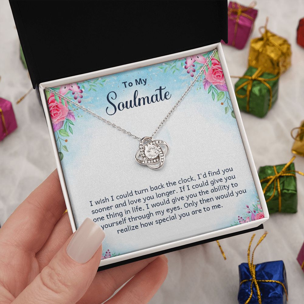 Couples Gifts Necklace To My Soulmate Necklace Gifts For My Wife, Love Knot Meaningful Necklace Message Card and Gift Box Styles on Birthday, Christmas, Anniversary Love knot Thang