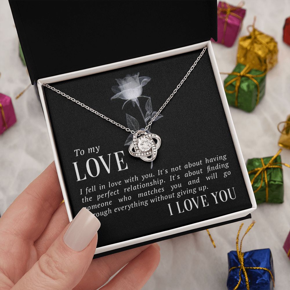 The Love Knot Necklace To My Love Knot Necklace, Happy First anniversary, Unique Gift from Husband, Best Jewelry for Wife, Necklace Message Card and Gift Box Styles on Birthday, Christmas, Anniversary Love knot Thang